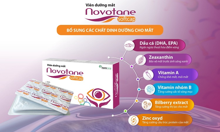 Viên dưỡng mắt Novotane softcap bổ sung các dưỡng chất tốt cho mắt